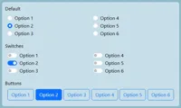 This image shows checkboxes as stanard, buttons and switches
