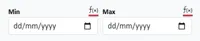 Image of formula icon on the min and max attribute fields on the field metadata form